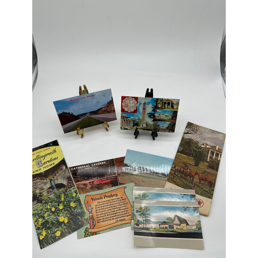 Vintage 1965 Tour by Texaco Alabama Map Rand McNally 7 Alabama Postcards Lot